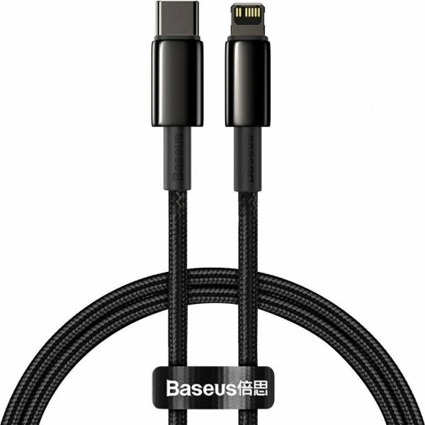 Baseus Braided USB 2.0 Cable USB-C male - Lightning Μαύρο 1m (CATLWJ-01)
